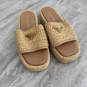 Prada Raffia Slide Sandals size 41